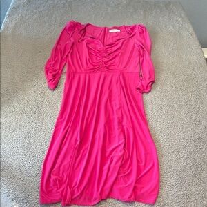 Eliza J Ruched Midi Dress  Vibrant Pink Midi Dress size 14